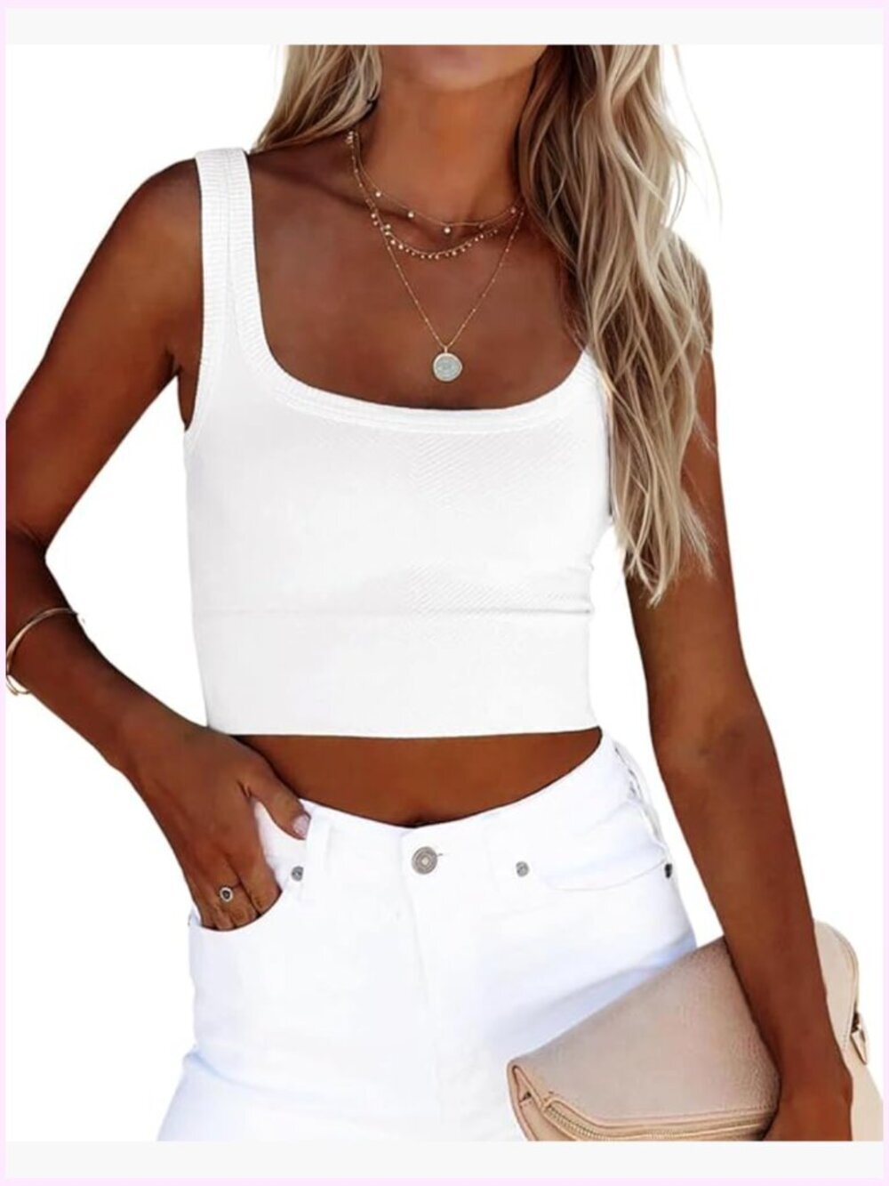 Scoop Neck Sleeveless Crop Tank Top Ribbed Knit Fitted Basic Cropped Tank
